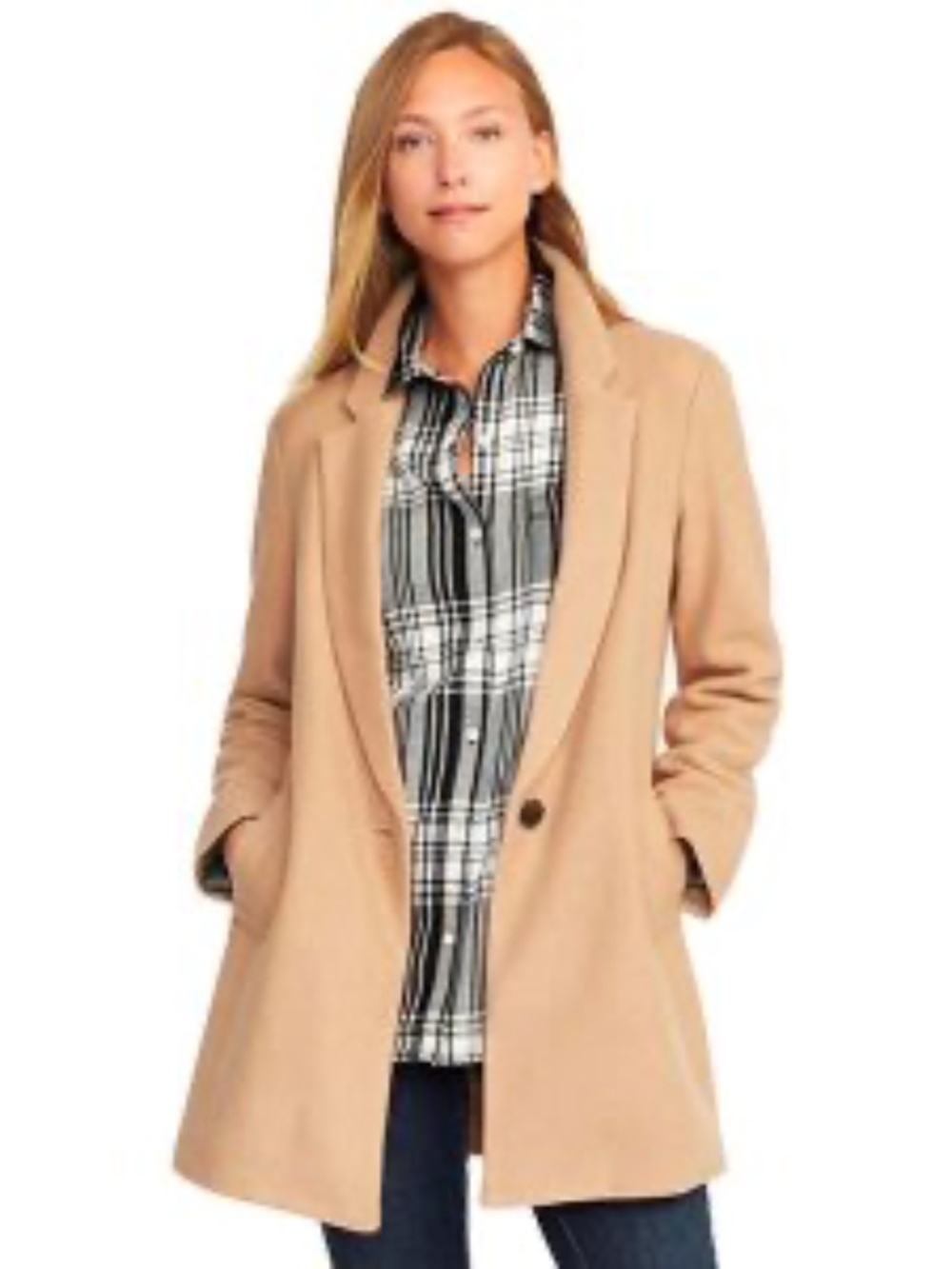 Old Navy Women’s One-Button Wool Coat Size L color Camel